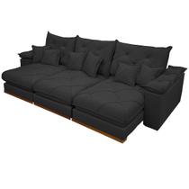 Sofá Gran Plus 320cm em Veludo com Molas Ensacadas 6 Lugares 3 Módulos Retrátil e Reclinável Império Cor Preto Sofá Gran Plus 320cm em Veludo com Molas Ensacadas 6 Lugares 3 Módulos Retrátil e Reclinável Império Cor Preto
