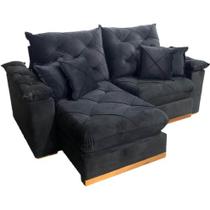 Sofá Gran Plus Com Molas Ensacadas 4 Lugares Retrátil e Reclinável 230cm Preto Sofá Gran Plus Com Molas Ensacadas 4 Lugares Retrátil e Reclinável 230cm Preto