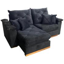 Sofá Gran Plus com Molas Ensacadas 4 Lugares Retrátil e Reclinável 230cm Tecido Veludo Império Cor Preto