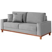 Sofá Grécia 180cm em Linho 2 Lugares Pé Madeira Aifos Cor Cinza
