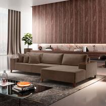 Sofá Grécia 4 lugares com Chaise Bouclê 2,70M Marrom Sofá Grécia 4 lugares com Chaise Bouclê 2,70M Marrom