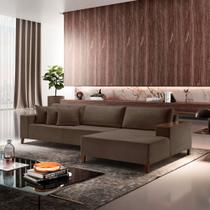 Sofá Grécia 4 lugares com Chaise Veludo 2,70M Marrom Sofá Grécia 4 lugares com Chaise Veludo 2,70M Marrom