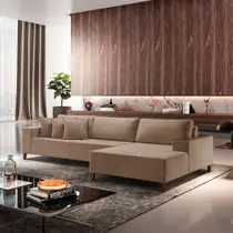 Sofá Grécia 4 lugares com Chaise Veludo 2,90M