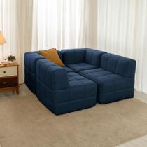 Sofá Guldi Popup com 2 Módulos Canto e 2 Centrais Linho Azul