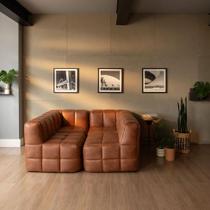 Sofá Guldi Popup com 2 Módulos Canto e 2 Centrais material sintético Caramelo