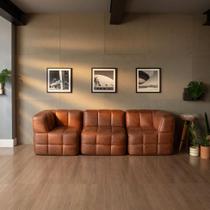 Sofá Guldi Popup com 2 Módulos Canto e Central material sintético Caramelo