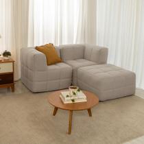 Sofá Guldi Popup com 2 Módulos Canto e Puff Linho Cru