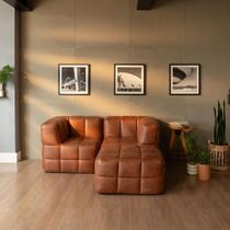 Sofá Guldi Popup com 2 Módulos Canto e Puff material sintético Caramelo Sofá Guldi Popup com 2 Módulos Canto e Puff material sintético Caramelo