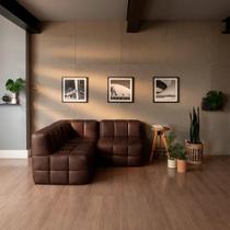 Sofá Guldi Popup com 2 Módulos Centrais e Canto material sintético Café