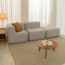 Sofá Guldi Popup com Módulo Canto Central e Puff Linho Cru