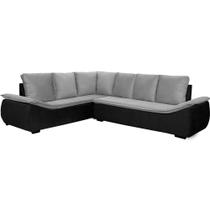 Sofá Hellen Alfaville canto 6 lugares com braço divã em tecido Velut Cinza Preto Sofá Hellen Alfaville canto 6 lugares com braço divã em tecido Velut Cinza Preto