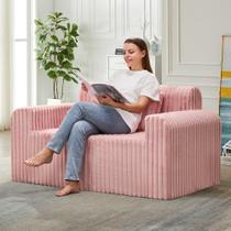 Sofá Hobestluk de 2 lugares Loveseat Furry Sofá rosa com travesseiro Sofá Hobestluk de 2 lugares Loveseat Furry Sofá rosa com travesseiro