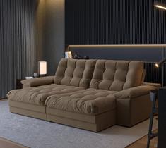 Sofá Houston Retrátil e Reclinável 3 Lugares Suede 210cm Abertura 140cm