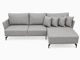 Sofá Ibiza Linho Cinza 2.60 m com Chaise Lado Direito ou Esquerdo Design Moderno e Conforto Premium Sofá Ibiza Linho Cinza 2.60 m com Chaise Lado Direito ou Esquerdo Design Moderno e Conforto Premium