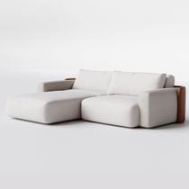 Sofá Ibiza Sem Caixa com Super Chaise 2,04m em Linho Off White Areia e material sintético Marrom - Home Mobily Sofá Ibiza Sem Caixa com Super Chaise 2,04m em Linho Off White Areia e material sintético Marrom - Home Mobily
