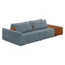 Sofá Ilha 2 Lugares Living 232cm Modulado Lary Bouclê Pu Pto K01 Cor Azul Sofá Ilha 2 Lugares Living 232cm Modulado Lary Bouclê Pu Pto K01 Cor Azul