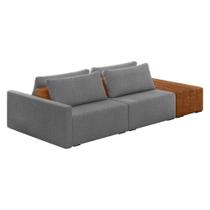 Sofá Ilha 2 Lugares Living 232cm Modulado Lary Bouclê Pu Pto K01 Cor Cinza
