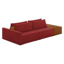 Sofá Ilha 2 Lugares Living 232cm Modulado para Sala Lary Veludo Vermelho K01 - D'Rossi