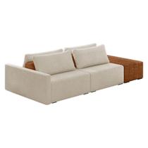 Sofá Ilha 2 Lugares Living 252cm Modulado Lary Bouclê K01 Cor Bege