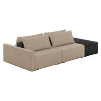 Sofá Ilha 2 Lugares Living 252cm Modulado Lary Linho Bege Pu Pto K01 - D'rossi