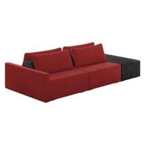 Sofá Ilha 2 Lugares Living 252cm Modulado Lary Veludo Vermelho Pu Pto K01 - D'rossi