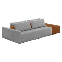 Sofá Ilha 2 Lugares Living 272cm Modulado Lary Bouclê K01 Cor Cinza Claro