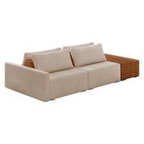 Sofá Ilha 2 Lugares Living 272cm Modulado Lary Bouclê K01 Cor Creme