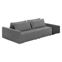 Sofá Ilha 2 Lugares Living 272cm Modulado Lary Bouclê Pu Pto K01 Cor Cinza
