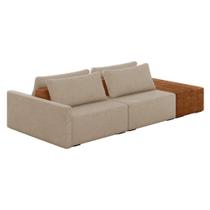 Sofá Ilha 2 Lugares Living 272cm Modulado Lary Linho K01 Cor Bege