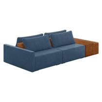 Sofá Ilha 2 Lugares Living 272cm Modulado Lary Veludo Azul Marinho K01 - D'rossi