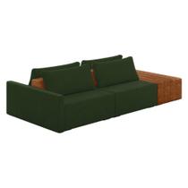 Sofá Ilha 2 Lugares Living 272cm Modulado Lary Veludo K01 Cor Verde