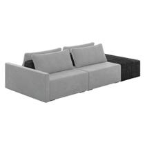 Sofá Ilha 2 Lugares Living 272cm Modulado Lary Veludo Pu Pto K01 Cor Cinza