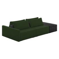 Sofá Ilha 2 Lugares Living 272cm Modulado Sala Lary Veludo Verde/PU Pto K01 - D'Rossi
