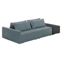 Sofá Ilha 2 Lugares Living 292cm Modulado Lary Bouclê Pu Pto K01 Cor Azul