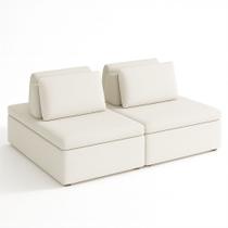 Sofá Ilha 3 Lugares 220cm Madri Pillow Bouclé Nobre Off White - Sallar Home Sofá Ilha 3 Lugares 220cm Madri Pillow Bouclé Nobre Off White - Sallar Home
