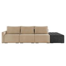 Sofá Ilha 3 Lugares Living 312cm Modulado Lary Veludo Pu Pto K01 Cor Bege Sofá Ilha 3 Lugares Living 312cm Modulado Lary Veludo Pu Pto K01 Cor Bege