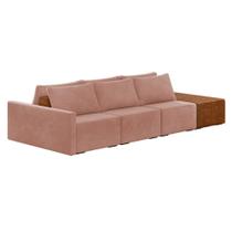 Sofá Ilha 3 Lugares Living 312cm Modulado Lary Veludo Rosê K01 - D'rossi Sofá Ilha 3 Lugares Living 312cm Modulado Lary Veludo Rosê K01 - D'rossi