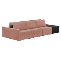 Sofá Ilha 3 Lugares Living 312cm Modulado Lary Veludo Rosê Pu Pto K01 - D'rossi