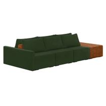 Sofá Ilha 3 Lugares Living 312cm Modulado para Sala Lary Veludo Verde K01 - D'Rossi Sofá Ilha 3 Lugares Living 312cm Modulado para Sala Lary Veludo Verde K01 - D'Rossi