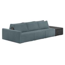 Sofá Ilha 3 Lugares Living 312cm Modulado Sala Lary Bouclê Azul/PU Pto K01 - D'Rossi - DROSSI