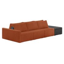 Sofá Ilha 3 Lugares Living 312cm Modulado Sala Lary Bouclê Terracota/PU Pto K01 - D'Rossi