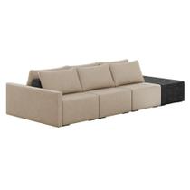 Sofá Ilha 3 Lugares Living 342cm Modulado Lary Linho Pu Pto K01 Cor Bege