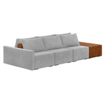 Sofá Ilha 3 Lugares Living 342cm Modulado Lary Veludo Cinza K01 - D'rossi