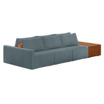 Sofá Ilha 3 Lugares Living 342cm Modulado para Sala Lary Bouclê Azul K01 - D'Rossi