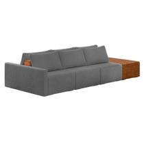 Sofá Ilha 3 Lugares Living 342cm Modulado para Sala Lary Bouclê Cinza K01 - D'Rossi