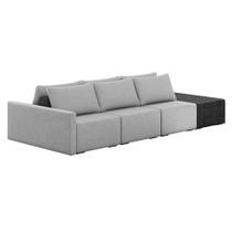 Sofá Ilha 3 Lugares Living 342cm Modulado para Sala Lary Linho Cinza/PU Pto K01 - D'Rossi