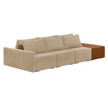 Sofá Ilha 3 Lugares Living 342cm Modulado para Sala Lary Veludo K01 - D'Rossi