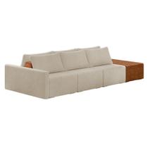 Sofá Ilha 3 Lugares Living 372cm Modulado Lary Bouclê K01 Cor Bege