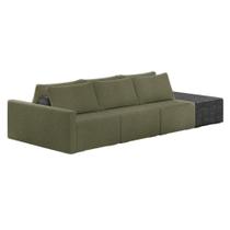 Sofá Ilha 3 Lugares Living 372cm Modulado Lary Bouclê Pu Pto K01 Cor Verde