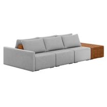 Sofá Ilha 3 Lugares Living 372cm Modulado Lary Linho Cinza K01 - D'rossi
